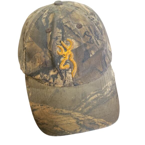 Vintage Browning hat camouflage camo adjustable strap hunting khaki one size - Picture 3 of 9